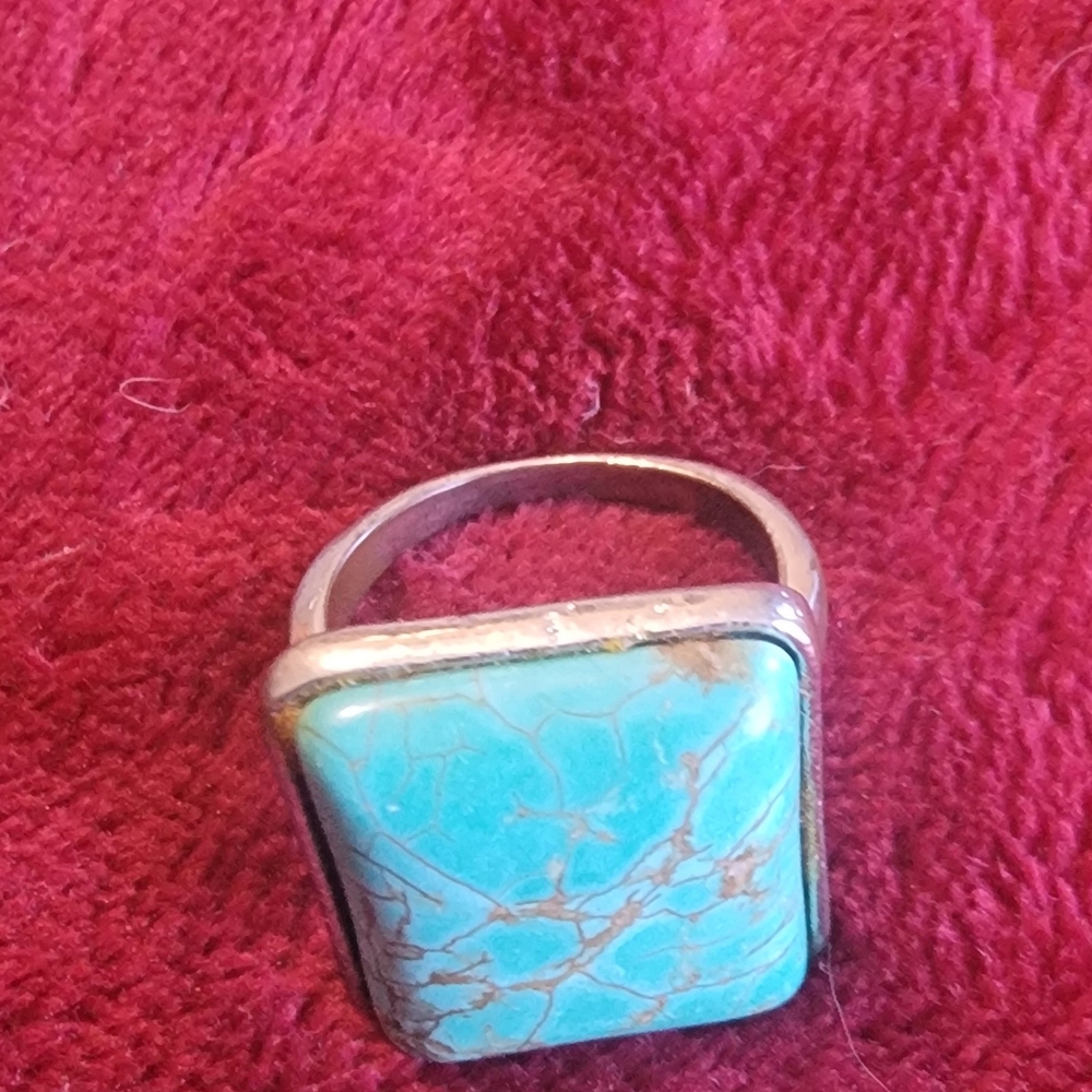 Turquoise Gemstone Silver Ring - image 1